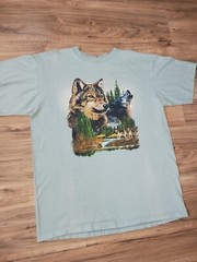 Vintage Wild Side Wolves Wolf T Shirt – Size Large L – Vtg Tee Nature