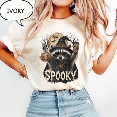 Cute Spooky Raccoon Shirt Halloween Raccoon Moon Pumpkin Season Fall Gift Tee