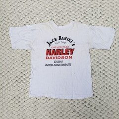 Vtg Harley Davidson Jack Daniels Dubai UAE Graphic Motorcycle T Shirt White