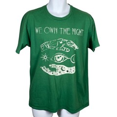 Vintage We Own The Night Graphic T Shirt Mens Size L Green Crewneck Cotton