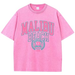 Malibu Beach Acid Washed Graphic Cotton Streetwear Surf Tee Y2K XS-2XL 7 Colors