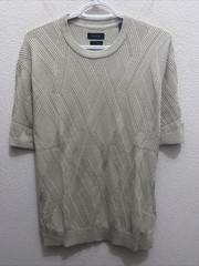 Porter & Ash Men’s Large Gray Beige Modal Blend Textured Knit T-Shirt NWT