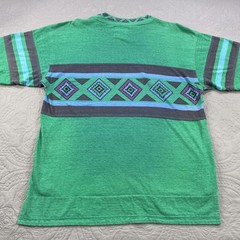 Vintage Sedan by Blox T Shirt Mens Small Green 90s Geometric Aztec Pattern Tee