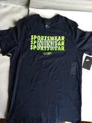 Nike Tee Shirt Short Sleeve Blue Bright Green Sportswear New 100% Cotton