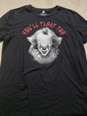 IT Mens Black Pennywise You’ll Float Too Graphic Tee Short Sleeve T-Shirt M
