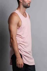 EPTM.Solid Color Long Length Curved Hem Tank Top – Pink -Size Small Set of Two