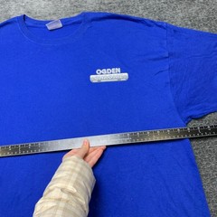 Hanes Heavyweight 50/50 Ogden Chrome T Shirt Adult 3XL 54-56 Blue Cotton Graphic