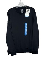 Mens Large Favorite Soft Pullover Black Shirt Front Zipped Pocket Members Mark