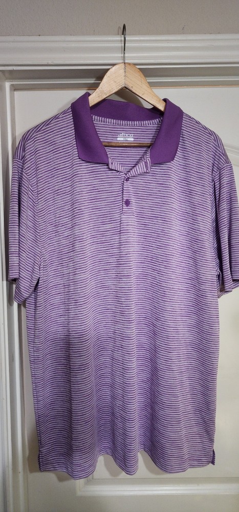 BCG Men’s Polo Golf Shirt 2XL Purple Striped