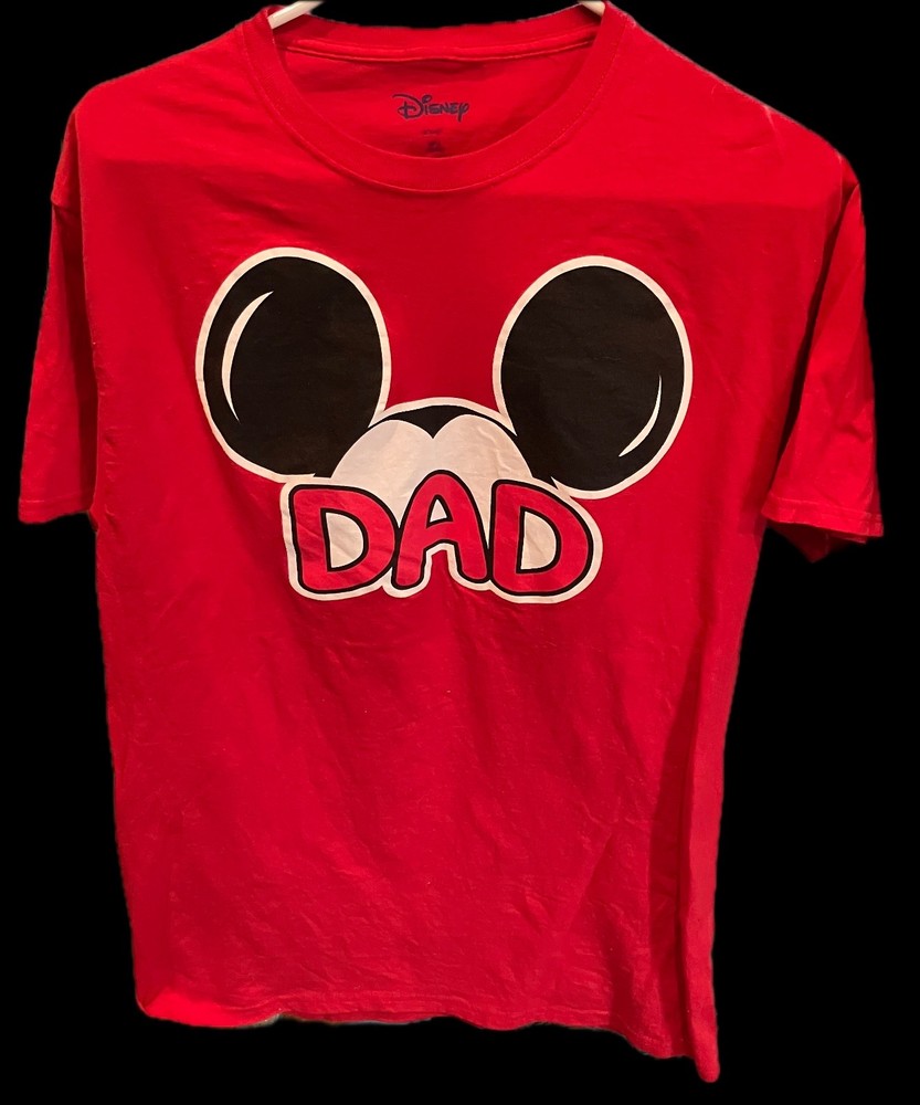 Disney Mickey Mouse T-Shirt NWOT DAD Medm Red Family Trip Gift Fast Handling