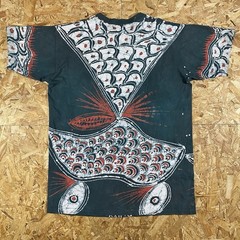 Vintage 90s Batik Bleach Dye Art Single Stitch All Over Print Shirt Size XL