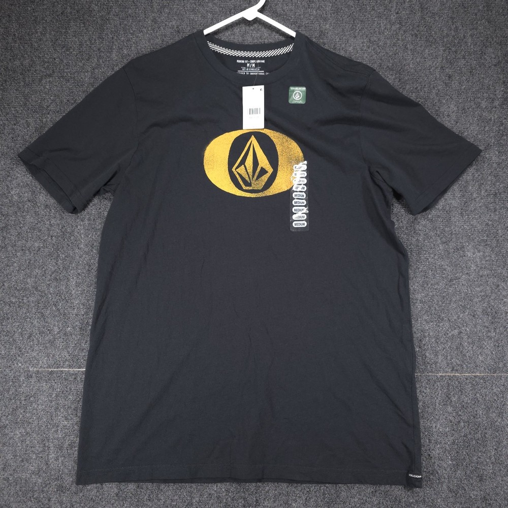 Volcom Mens Medium Black Elliptical Stone Logo Organic Cotton T-Shirt NWT