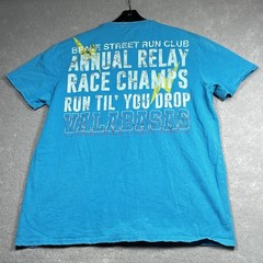 Valabasas Crew Neck T-Shirt Mens Size XXL Blue 100 Miles & Running Short Sleeve