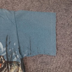 Vintage Habitat Wolves Shirt Mens Medium Blue Cabelas AOP Tee USA Single Stitch