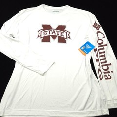 Columbia PFG -MISSISSIPPI STATE- Shirt -L- White Long Sleeve Omni-Shade Fishing