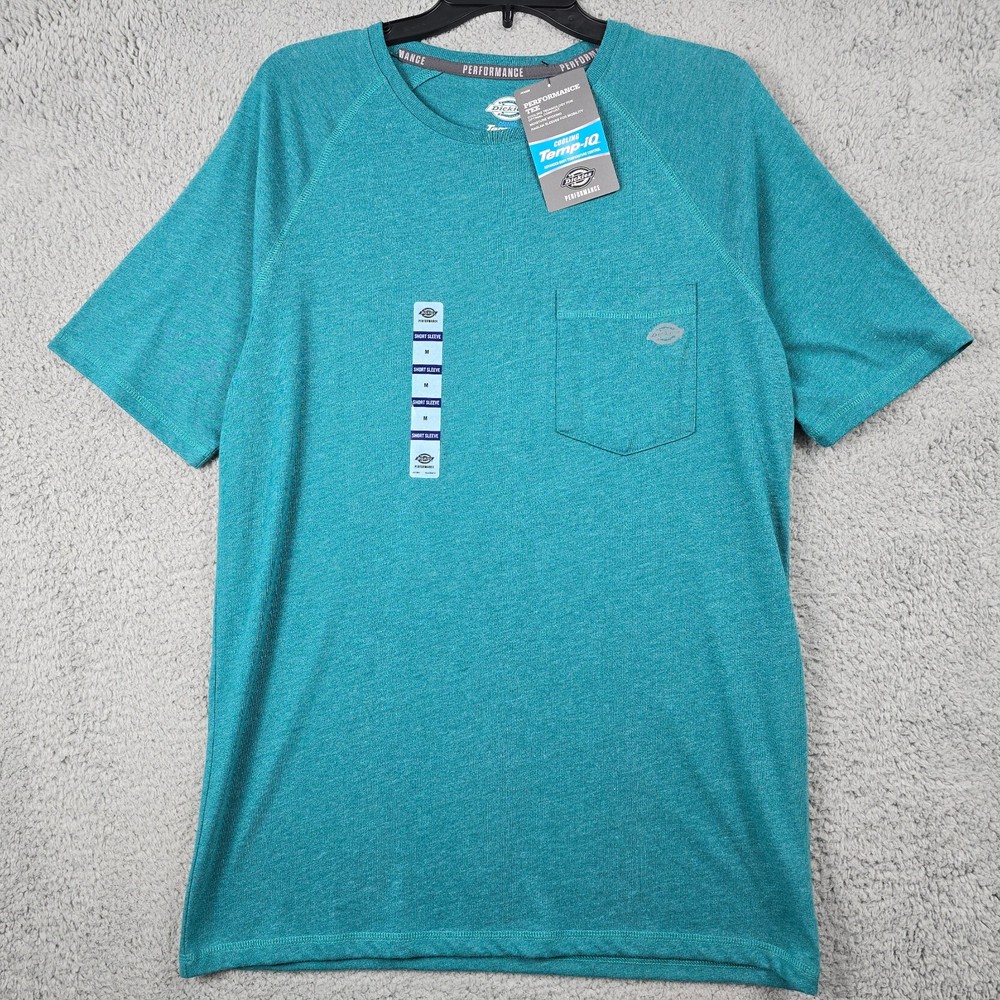 DICKIES FAST DRY Shirt MENS MEDIUM BLUE TEAL OUTDOORS WORKWEAR Cooling UV NWT