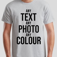 Personalised Print Unisex T Shirt Customise Text Or Photo In Any Colour
