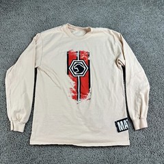 Matco Tools Shirt Mens Small Orange Black Wrap Around Print Long Sleeve Mechanic