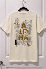 T&C Surf Designs ALOHA Koi Fish Graphic Beige Crewneck T-Shirt Men’s M
