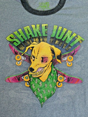 Vintage SHAKE JUNT Ringer T Shirt Heather Blue Large Baker Deathwish Skateboards