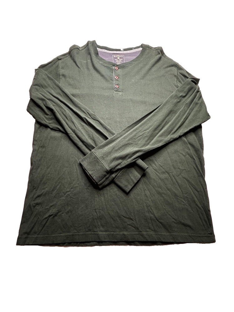 RuffHewn Well-Worn Men’s XXL Olive Green Long Sleeve Henley Shirt 100% Cotton