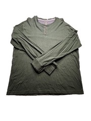 RuffHewn Well-Worn Men’s XXL Olive Green Long Sleeve Henley Shirt 100% Cotton