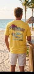 $45 TOMMY BAHAMA Yellow ONE SWAY AT A TIME Relaxed Fit Short Sleeve T-shirt NWT