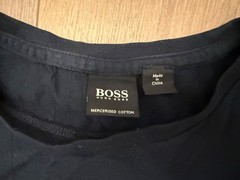 Hugo Boss Mens M Mercerised Cotton Crew Neck Tee Navy Blue Classic Modern Medium