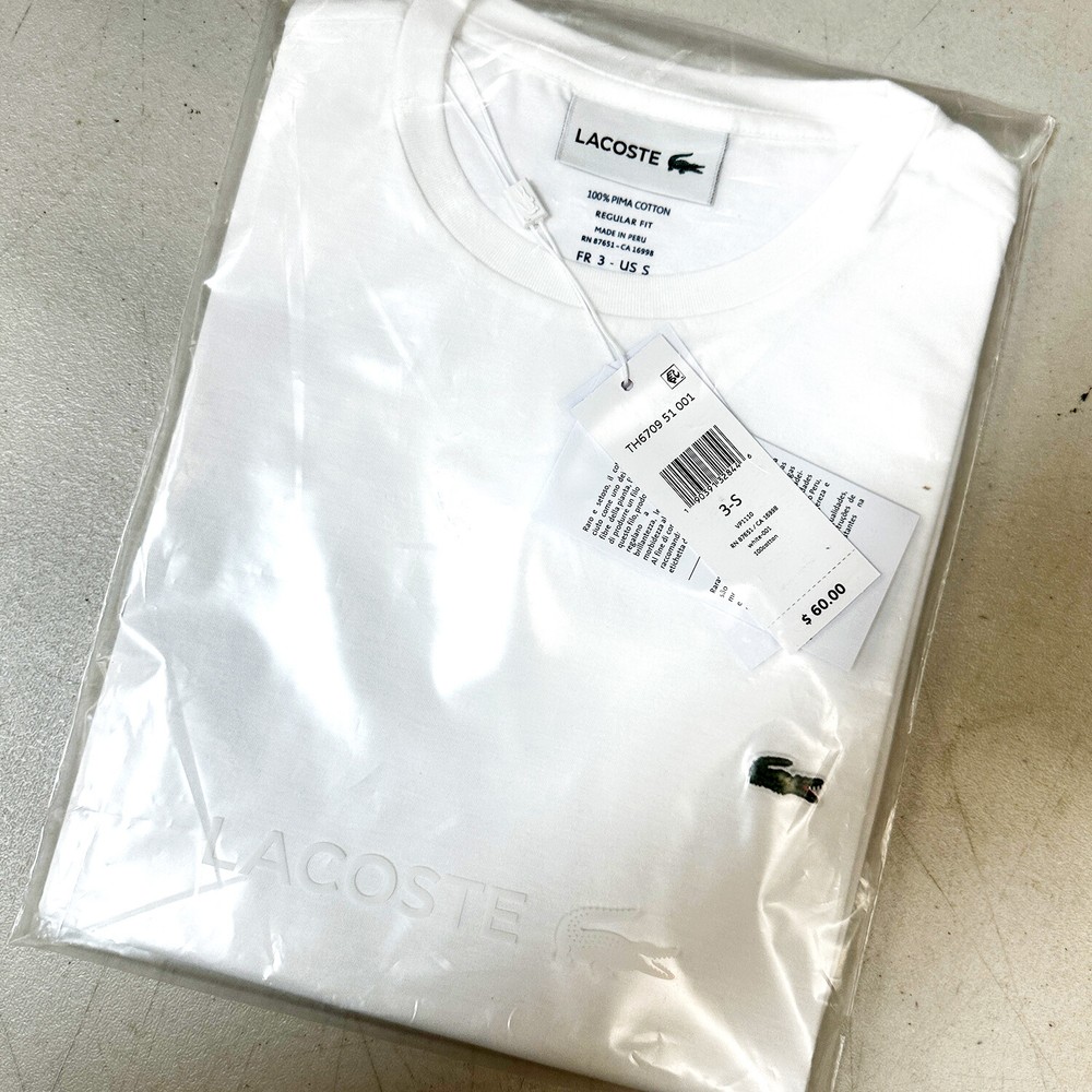 *NEW* Men Lacoste Crew Neck Pima Cotton Jersey T-shirts White (TH6709 001)