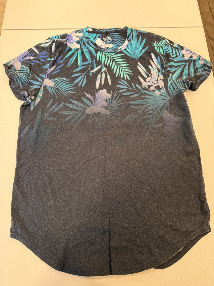 Hollister Curved Hem Tee, high quality cotton t-shirt, size L, mens, black/green