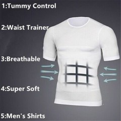 Men Slimming Body Shaper T-shirt Abs Abdomen Compression Tee Workout Tank Tops