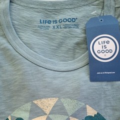 LIFE IS GOOD SS Shirt Slub Tee TRIPPIN SUV Jeep Road Trip Chest55in Mens XXL