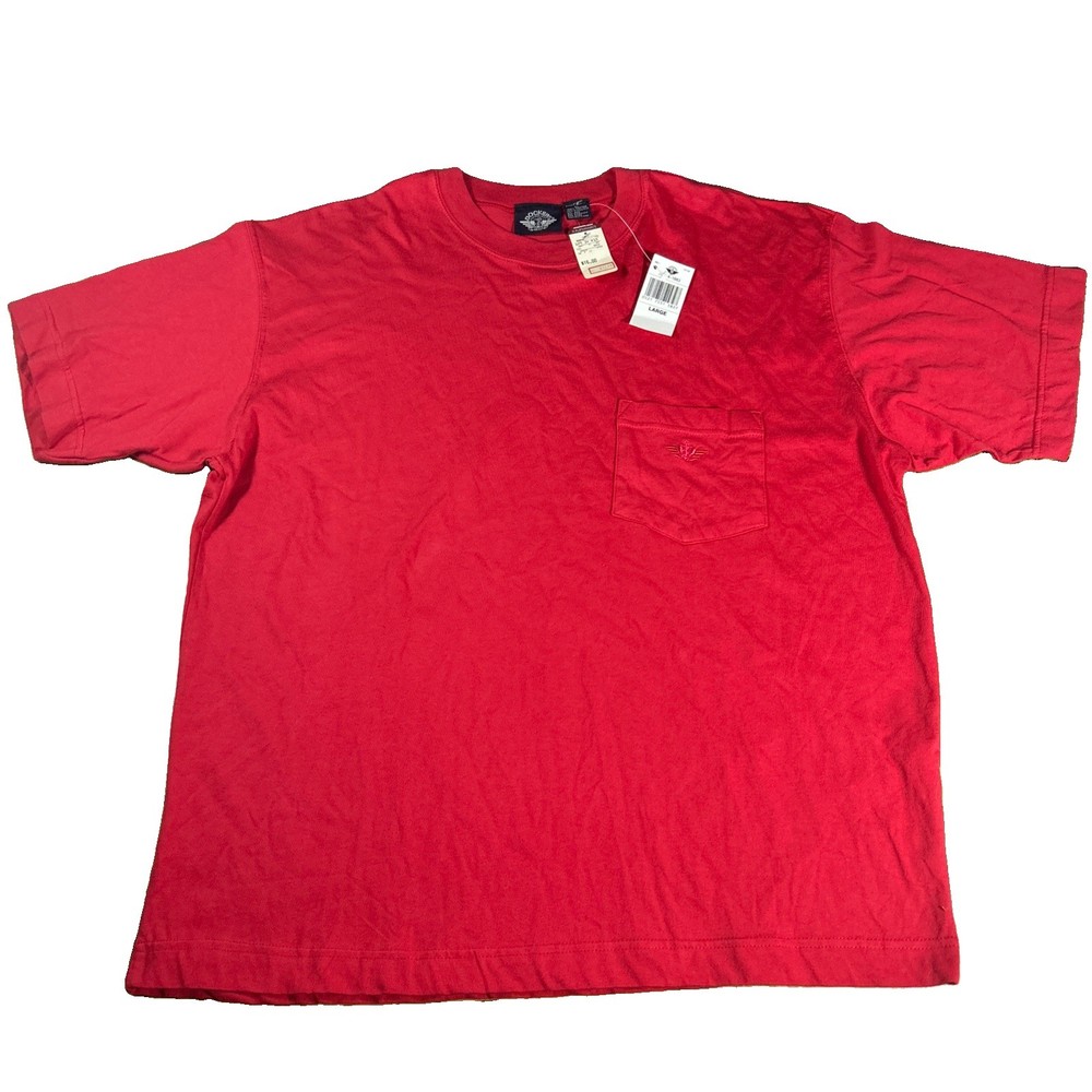 NWT Vintage Dockers T-Shirt Men’s L Red Short Sleeve Pocket Crewneck Dead Stock