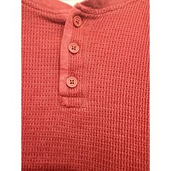 George Mens XLT Henley Shirt Long Sleeve Burgundy Red Waffle Knit Thermal Top