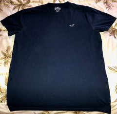 Hollister Must Have Collection Men’s Navy Blue T-Shirt, Logo Accent, Size Large