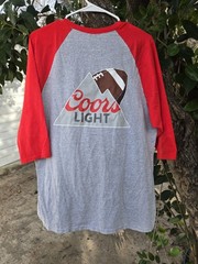 Made To Chill Coors Light Football Raglan Tee Gray And Red Beer Shirt Sz XL