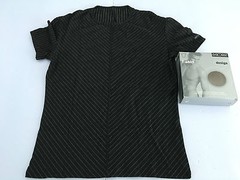 HOM men’s black/white striped crew neck t-shirt mod RAY WH 94% viscose 6% elastane