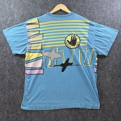 VTG 80’s BODY GLOVE T Shirt Mens M Blue Yellow Single Stitched Surf Art Beach