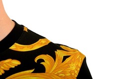 Versace Men’s Black Barocco Logo Print Short Sleeve T-Shirt US S IT 48
