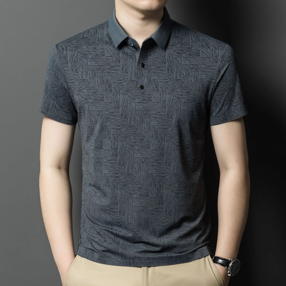 Ice Silk Summer New Men’s Short-sleeved T-shirt Business POLO Casual Half Sleeve