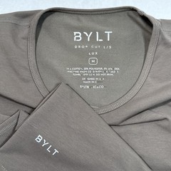 BYLT Drop Cut LUX Premium Long/S Mens M Brown Casual Stretch Crew Base Layer