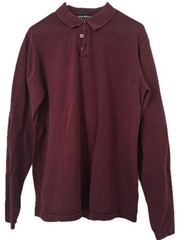 Eddie Bauer Men’s Polo Sweater MT Medium Tall Burgundy Long Sleeve Knit Cotton