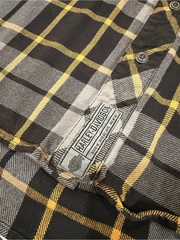 Harley-Davidson Black, Gray & Mustard Plaid Flannel Shirt Jacket