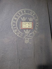 VTG University of Oxford T-Shirt Navy Blue Embroidered Crest Collegiate XL