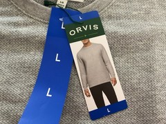 Orvis Mens Crewneck Gray Marled Long Sleeve Shirt – Size L