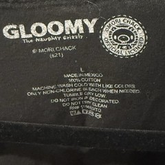 Gloomy Bear Graphic T-Shirt Black Anime Horror Tee Size L