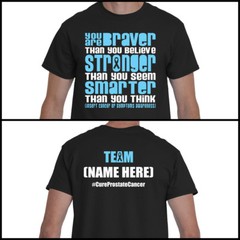 Personalized Prostate Cancer Awareness T-Shirt Braver Light Blue Ribbon Custom