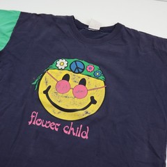 Vtg 90s Flower Child Smiley Face T Shirt Men XL Peace Sign Hippie Tee Streetwear