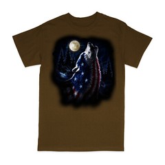 Patriotic American Wolf USA Flag Print Short Sleeve T-Shirt 20969D1