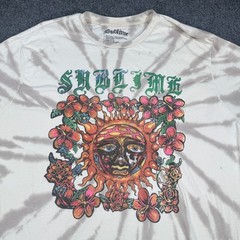 Sublime Sun Floral Tie Dye Graphic T-Shirt XL Tan White Band Tee RN 90355